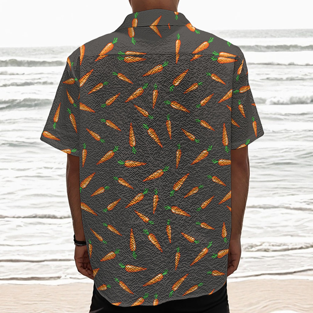 Cartoon Carrot Pattern Print Textured Short Sleeve Shirt