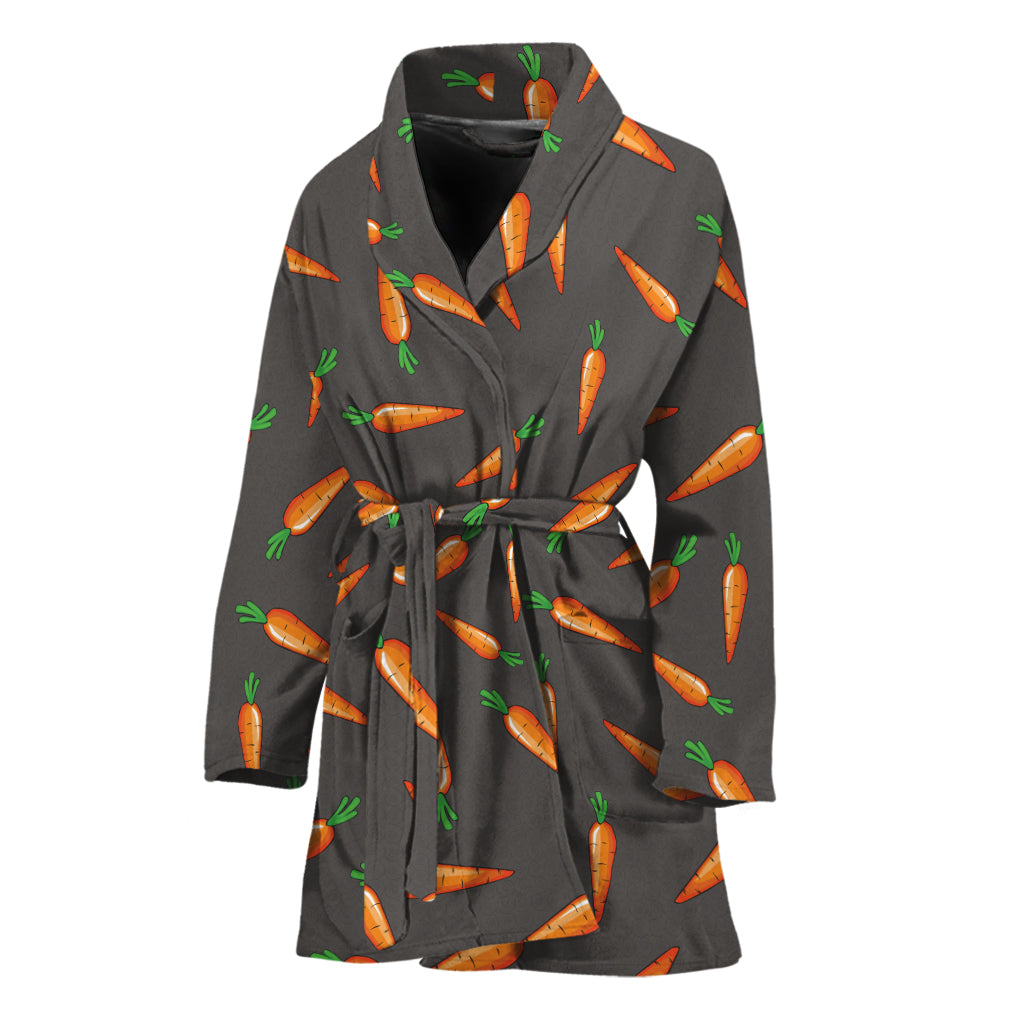 Cartoon Carrot Pattern Print Women's Bathrobe