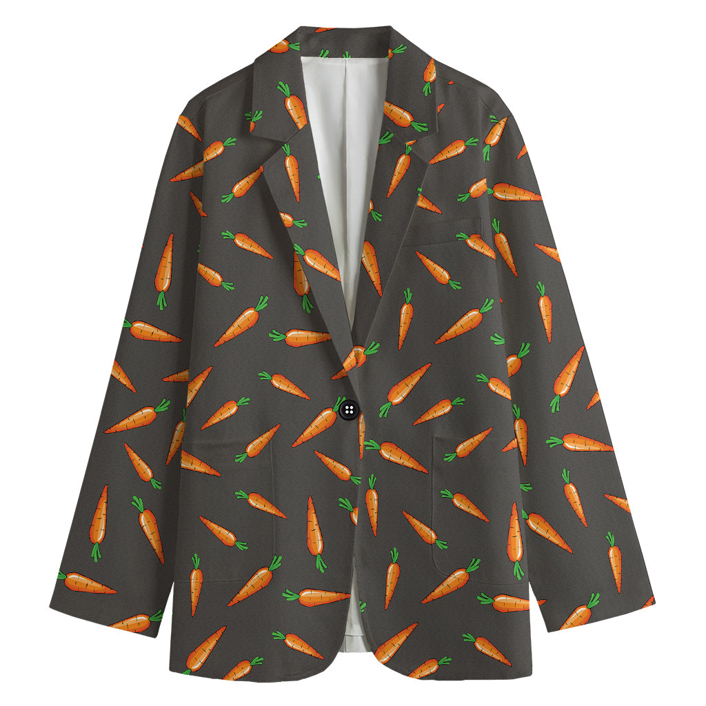 Cartoon Carrot Pattern Print Women's Cotton Blazer