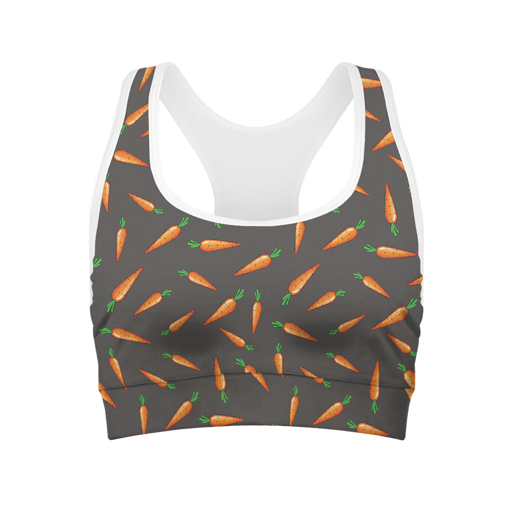 Cartoon Carrot Pattern Print Women's Sports Bra