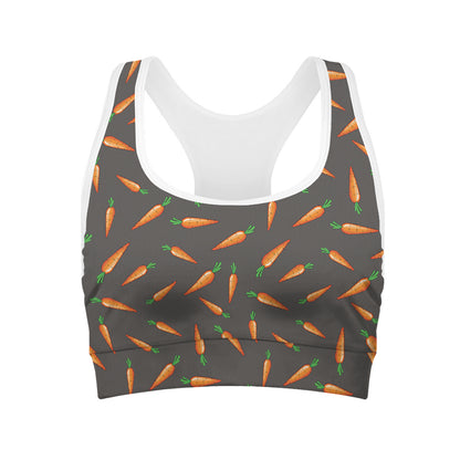 Cartoon Carrot Pattern Print Women's Sports Bra