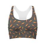 Cartoon Carrot Pattern Print Women's Sports Bra