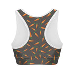 Cartoon Carrot Pattern Print Women's Sports Bra