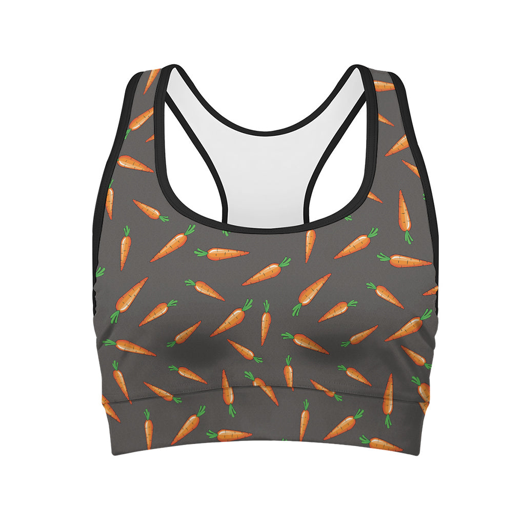 Cartoon Carrot Pattern Print Women's Sports Bra