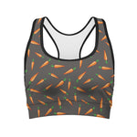 Cartoon Carrot Pattern Print Women's Sports Bra