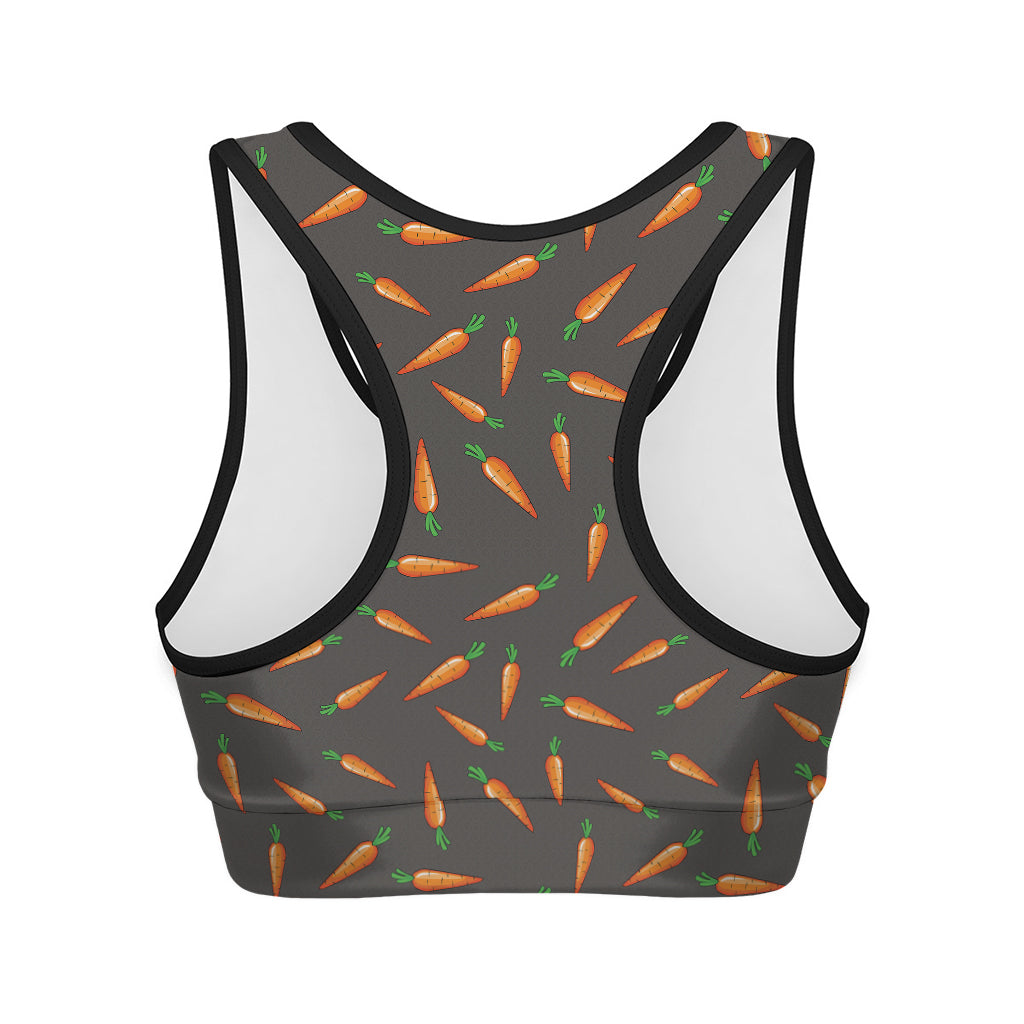 Cartoon Carrot Pattern Print Women's Sports Bra