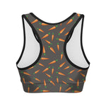 Cartoon Carrot Pattern Print Women's Sports Bra
