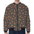 Cartoon Carrot Pattern Print Zip Sleeve Bomber Jacket