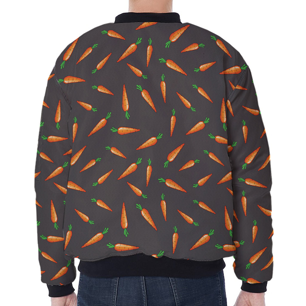 Cartoon Carrot Pattern Print Zip Sleeve Bomber Jacket