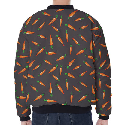 Cartoon Carrot Pattern Print Zip Sleeve Bomber Jacket