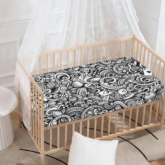Cartoon Casino Card Pattern Print Baby Crib Sheet