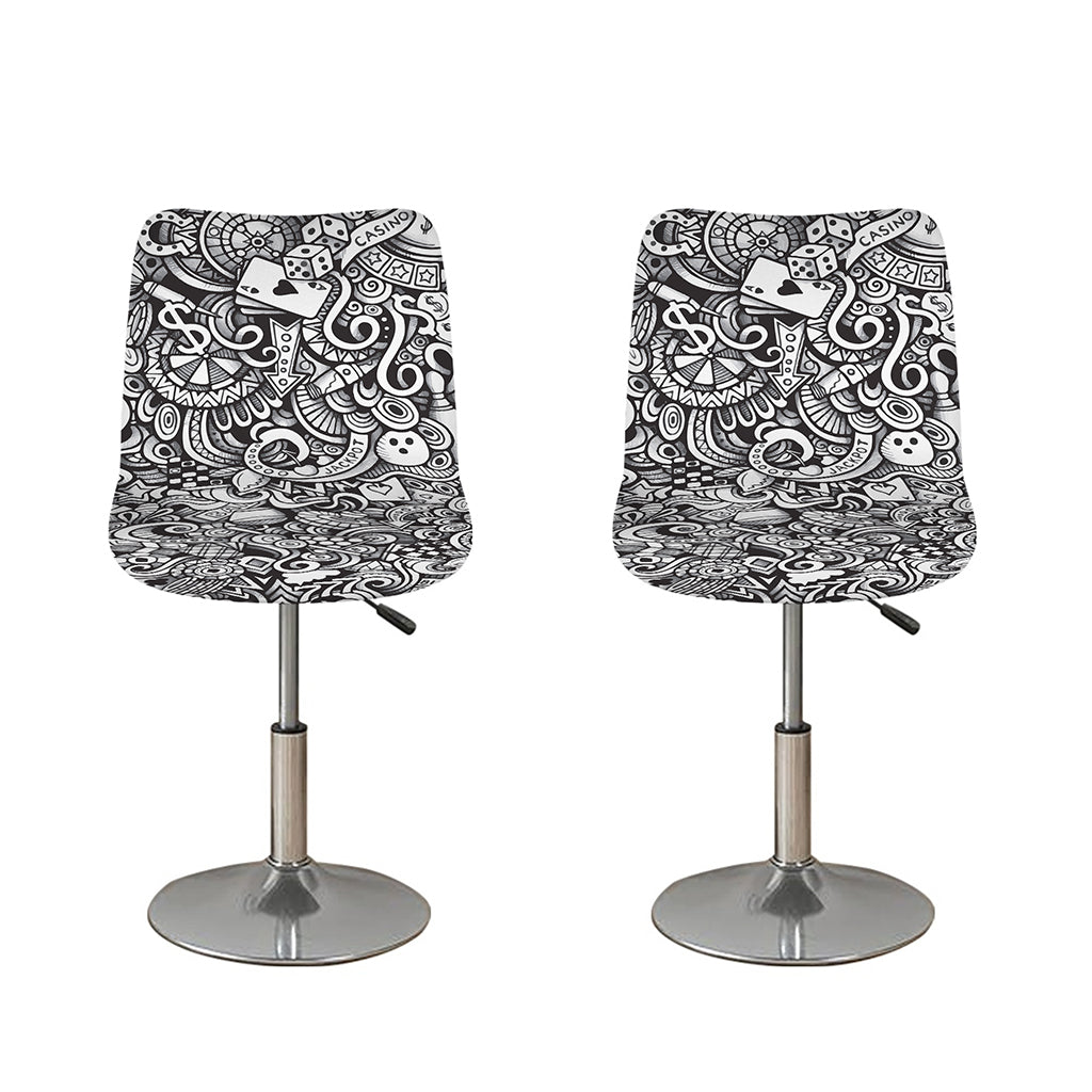 Cartoon Casino Card Pattern Print Bar Stool Covers