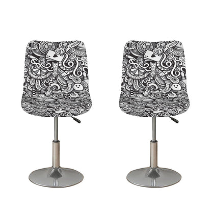 Cartoon Casino Card Pattern Print Bar Stool Covers