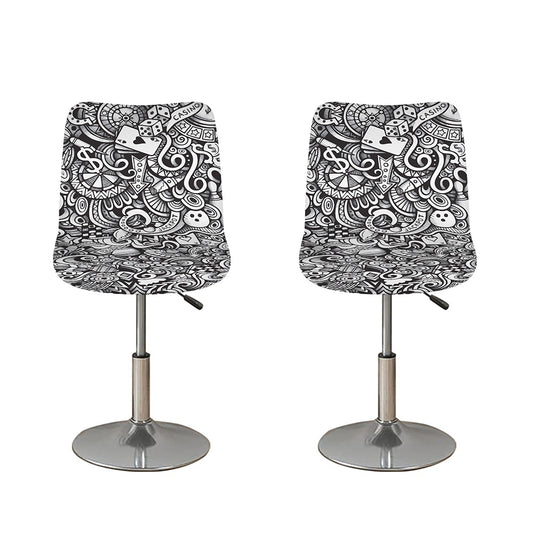 Cartoon Casino Card Pattern Print Bar Stool Covers