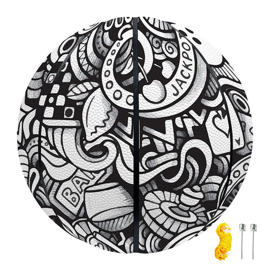 Cartoon Casino Card Pattern Print Basketball