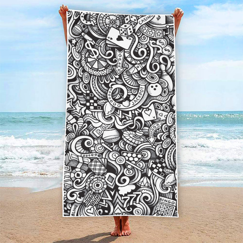 Cartoon Casino Card Pattern Print Beach Towel