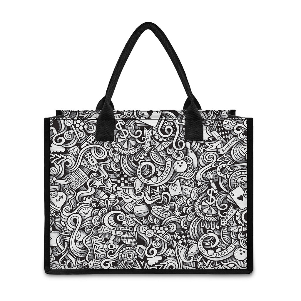 Cartoon Casino Card Pattern Print Canvas Tote Bag