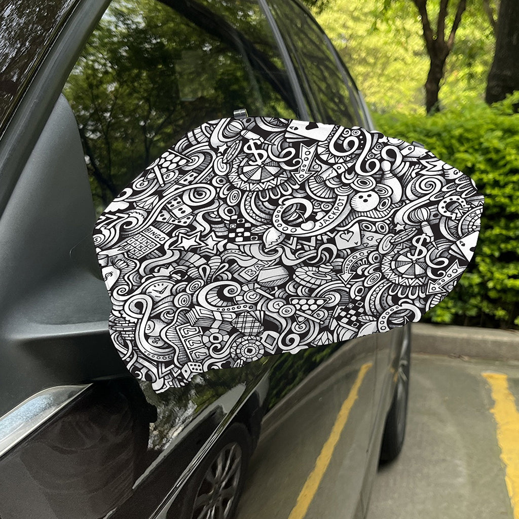 Cartoon Casino Card Pattern Print Car Side Mirror Covers