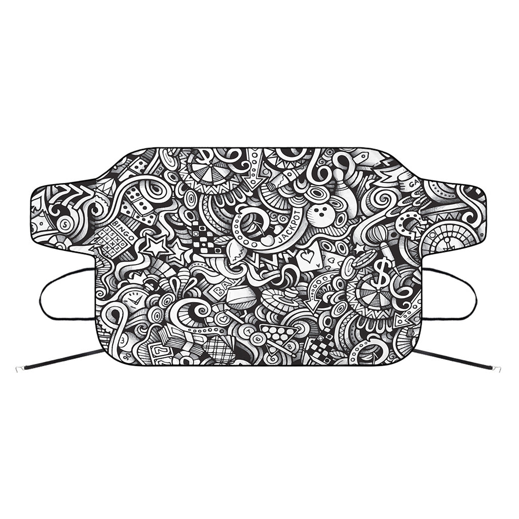 Cartoon Casino Card Pattern Print Car Windshield Snow Cover