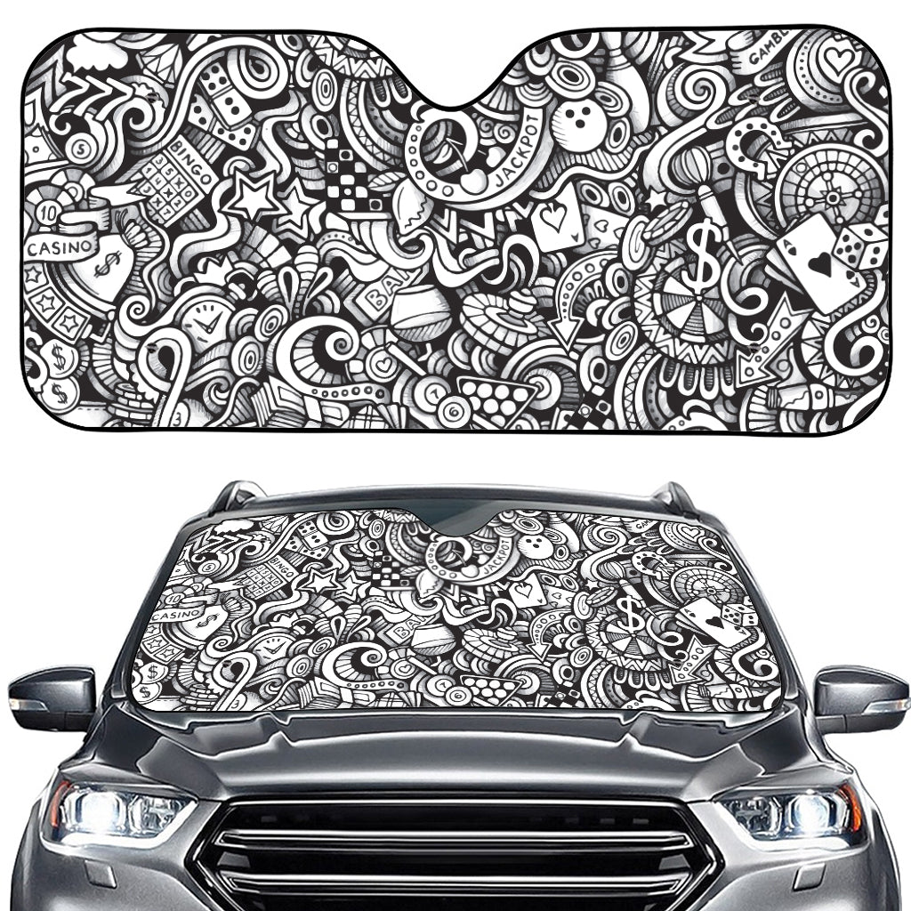 Cartoon Casino Card Pattern Print Car Windshield Sun Shade