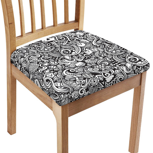 Cartoon Casino Card Pattern Print Chair Cushion Cover