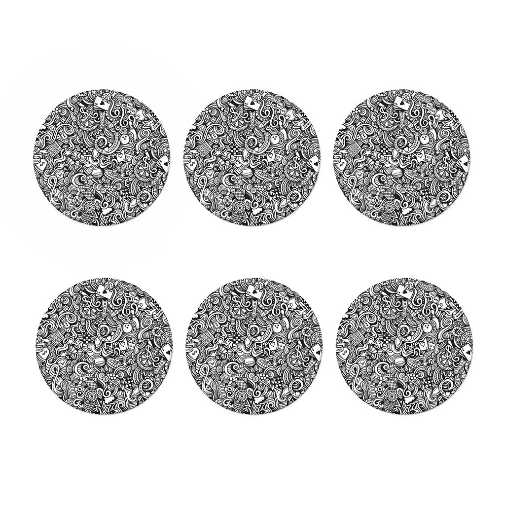 Cartoon Casino Card Pattern Print Coaster Set