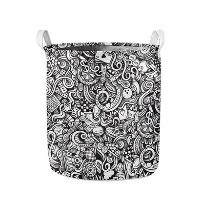 Cartoon Casino Card Pattern Print Collapsible Laundry Basket