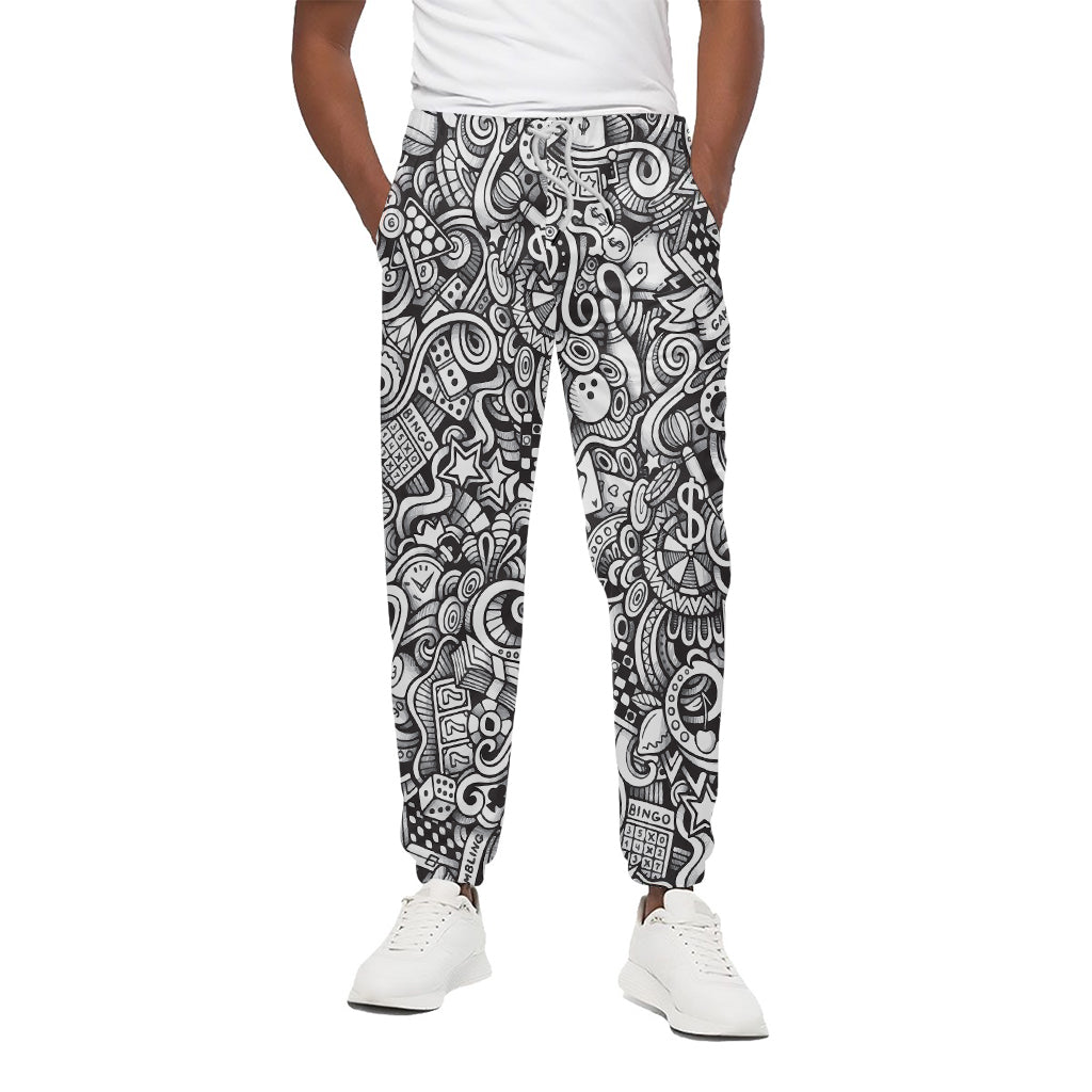 Cartoon Casino Card Pattern Print Cotton Pants