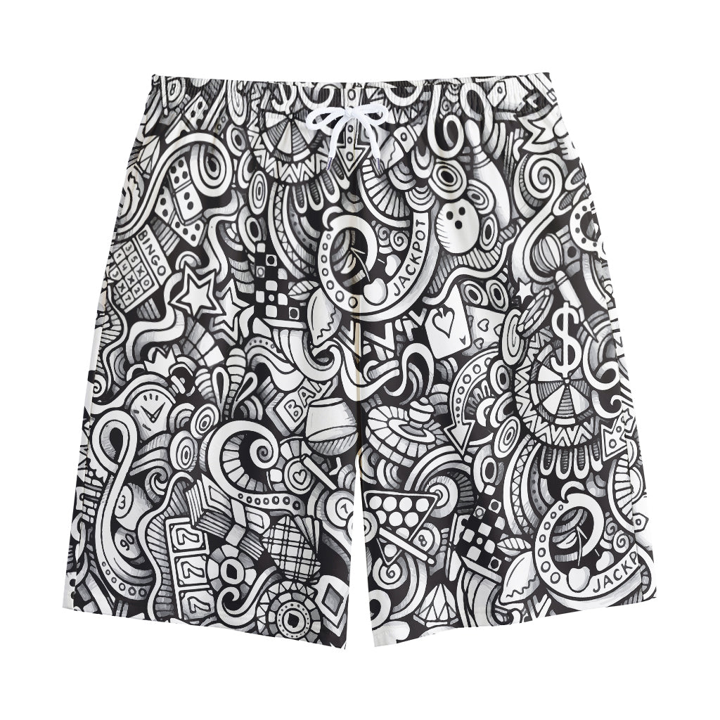 Cartoon Casino Card Pattern Print Cotton Shorts