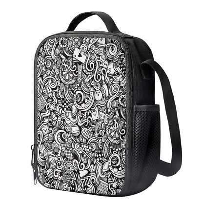 Cartoon Casino Card Pattern Print Crossbody Lunch Bag