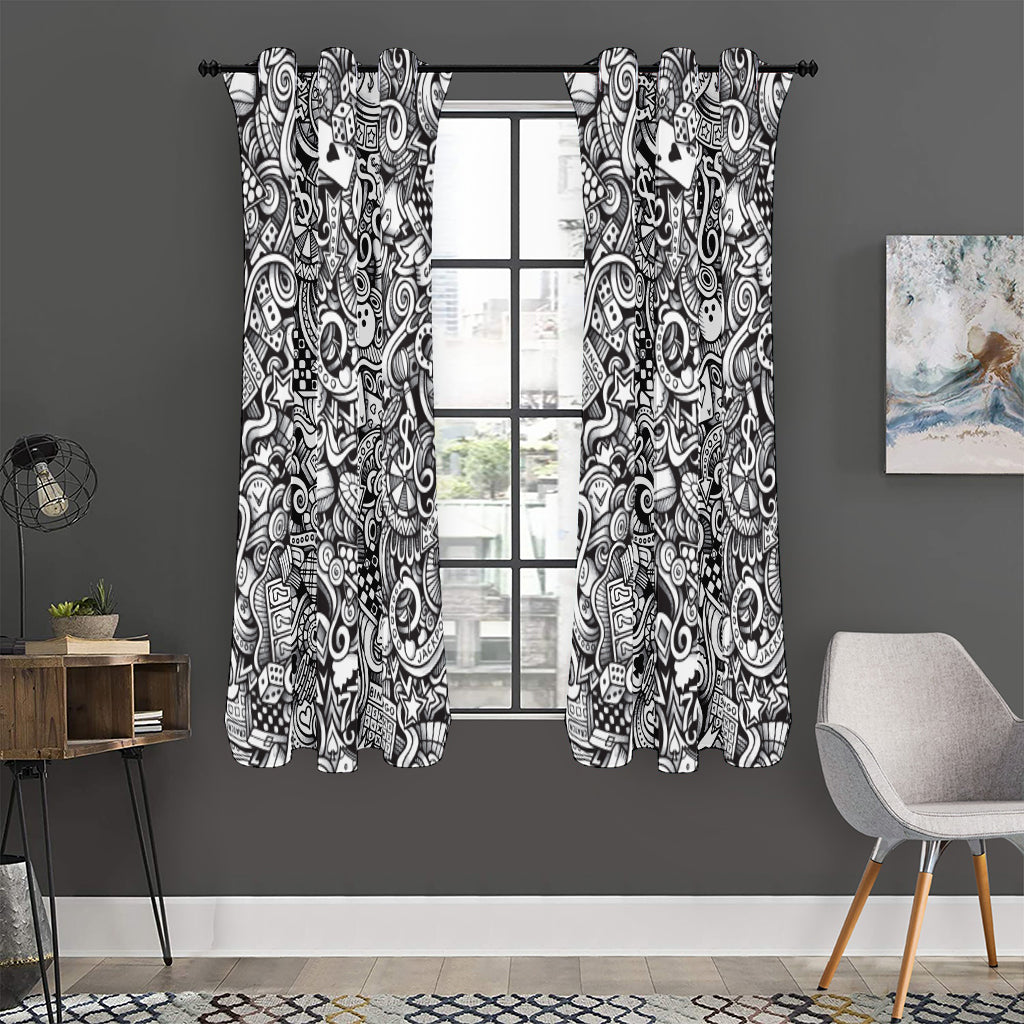 Cartoon Casino Card Pattern Print Curtain