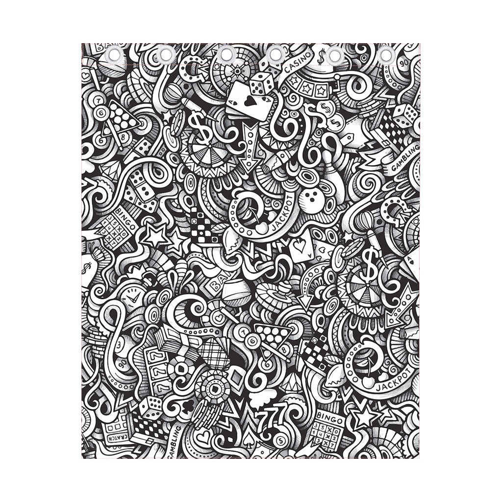 Cartoon Casino Card Pattern Print Curtain