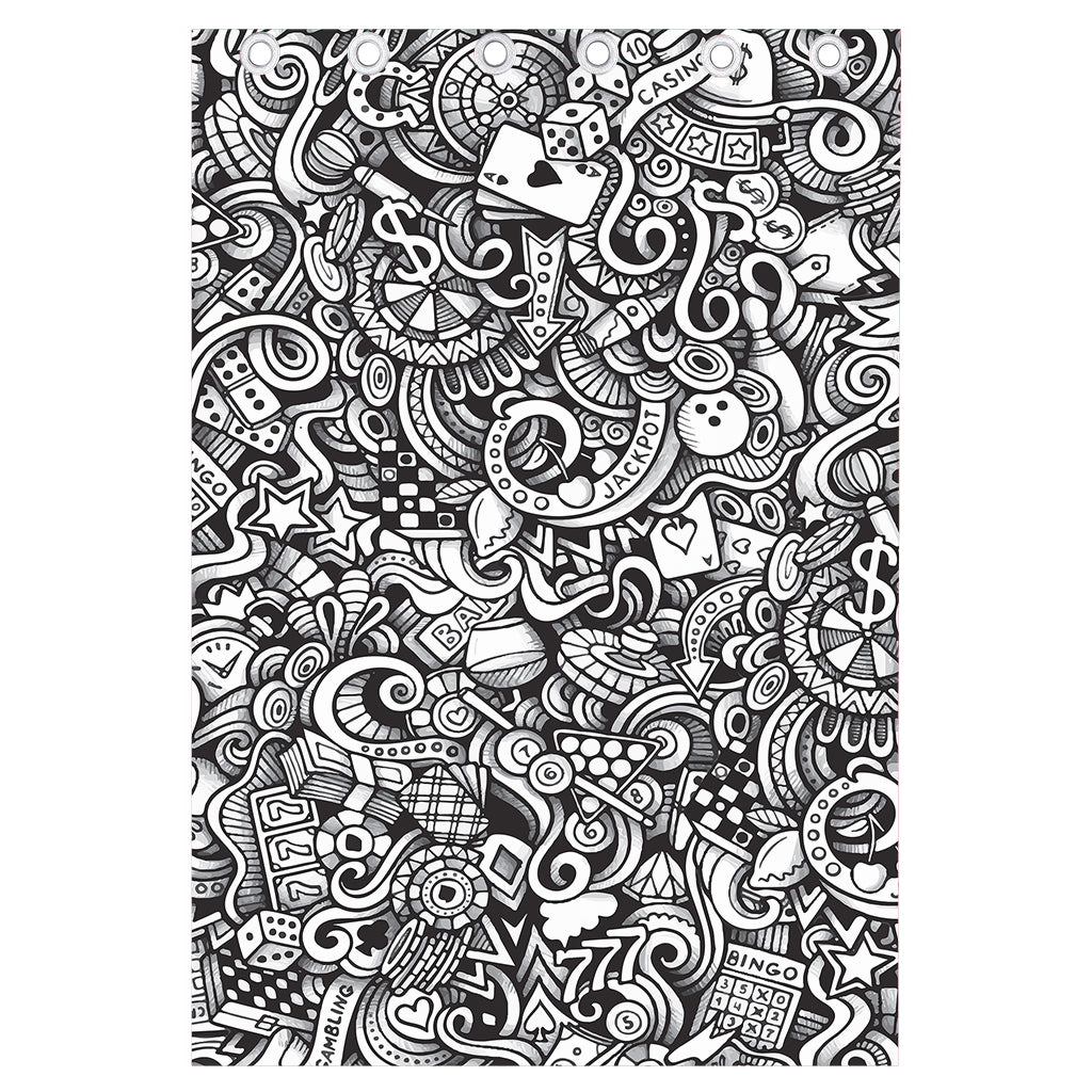 Cartoon Casino Card Pattern Print Curtain