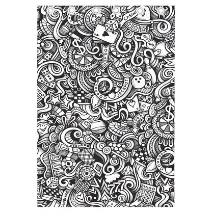 Cartoon Casino Card Pattern Print Curtain