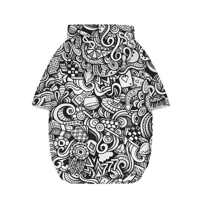 Cartoon Casino Card Pattern Print Dog Zip Up Hoodie