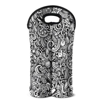 Cartoon Casino Card Pattern Print Double Neoprene Wine Tote