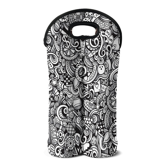 Cartoon Casino Card Pattern Print Double Neoprene Wine Tote