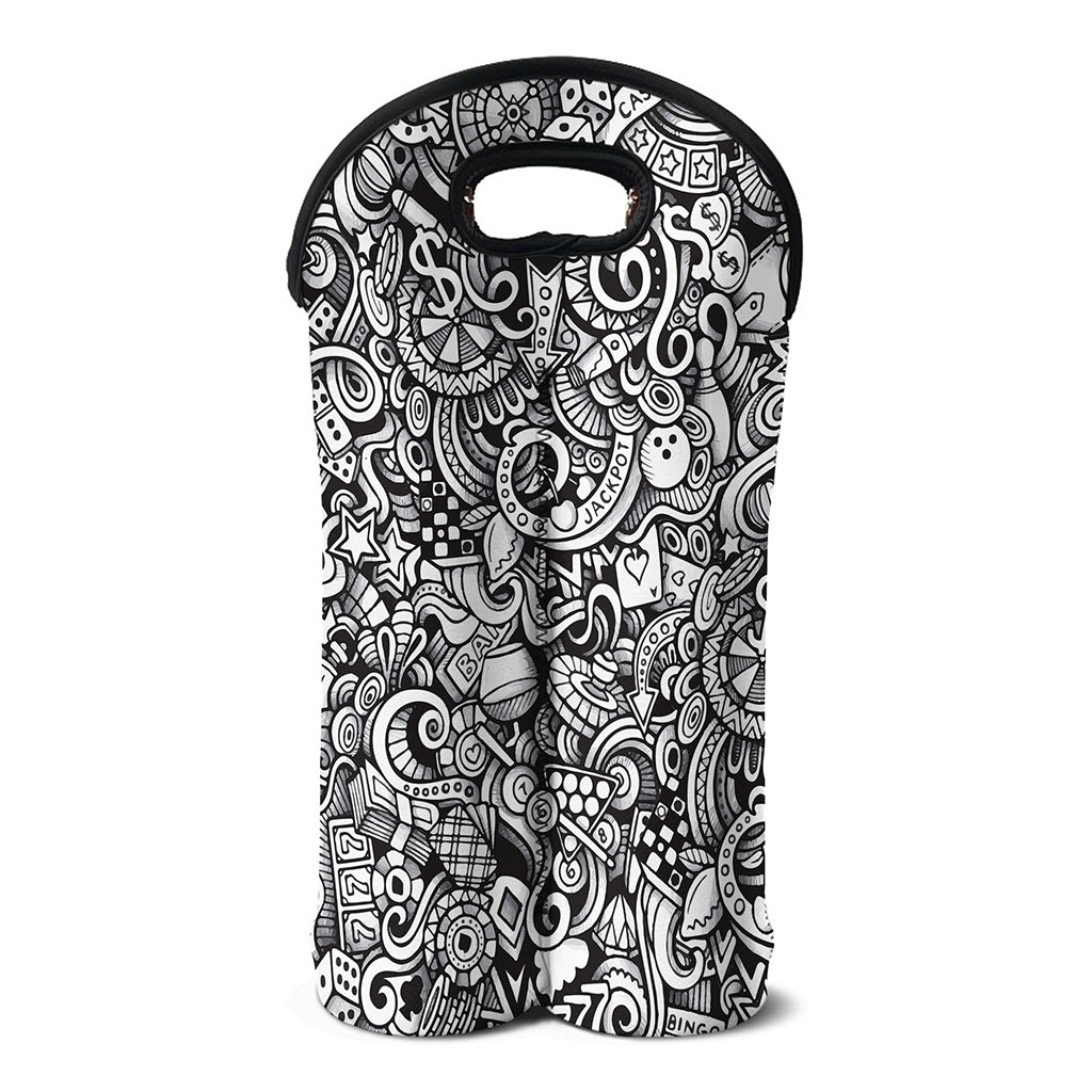 Cartoon Casino Card Pattern Print Double Neoprene Wine Tote