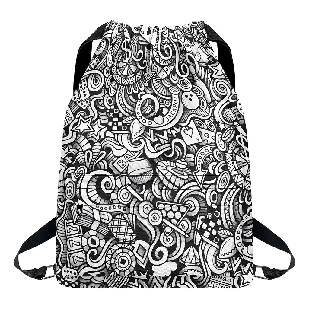 Cartoon Casino Card Pattern Print Drawstring Backpack
