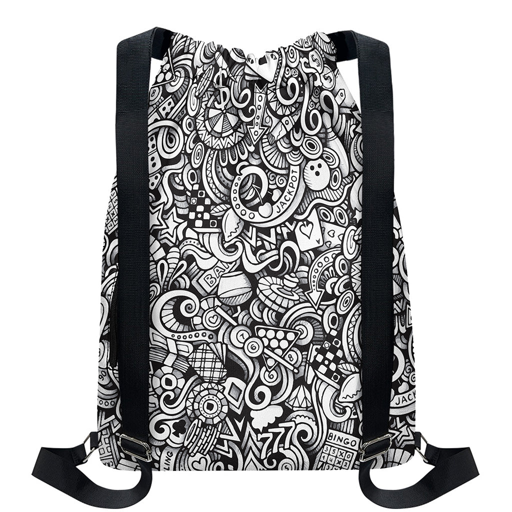 Cartoon Casino Card Pattern Print Drawstring Backpack