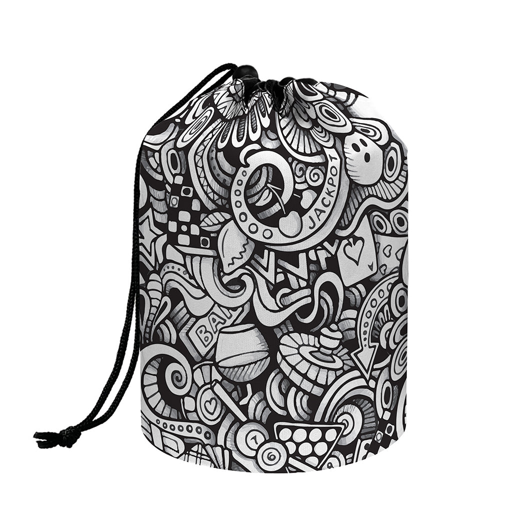 Cartoon Casino Card Pattern Print Drawstring Makeup Bag
