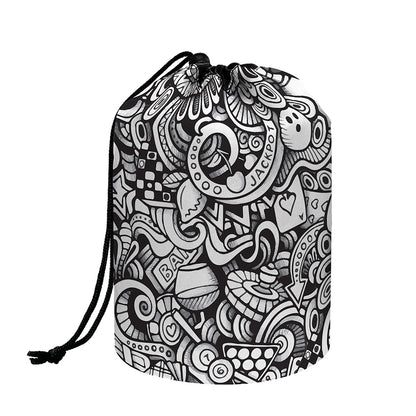 Cartoon Casino Card Pattern Print Drawstring Makeup Bag