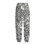 Cartoon Casino Card Pattern Print Fleece Lined Knit Pants