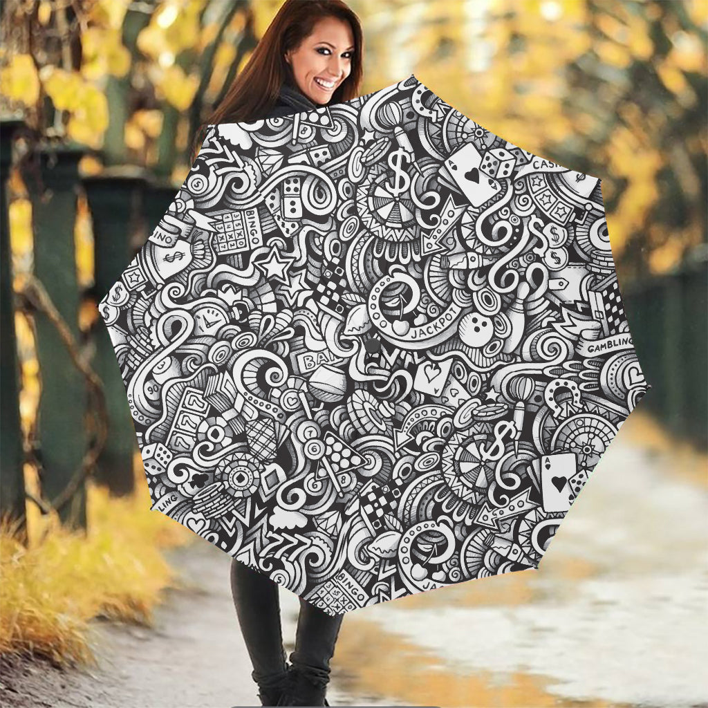 Cartoon Casino Card Pattern Print Foldable Umbrella