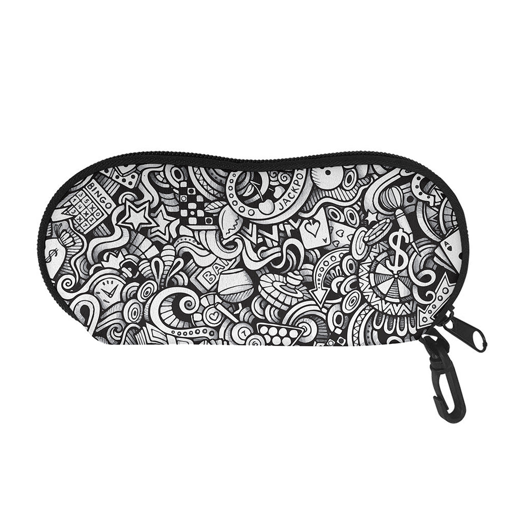 Cartoon Casino Card Pattern Print Glasses Case