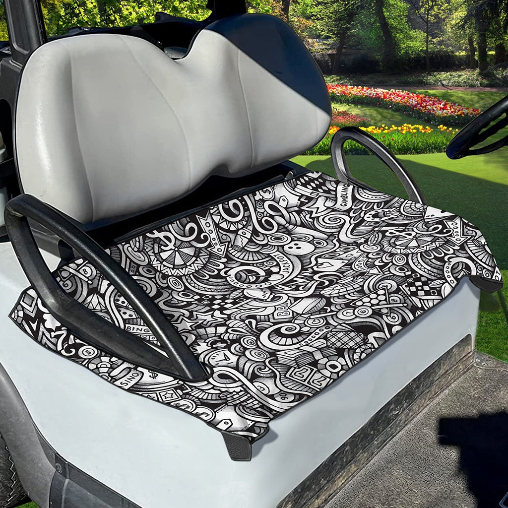 Cartoon Casino Card Pattern Print Golf Cart Seat Cover