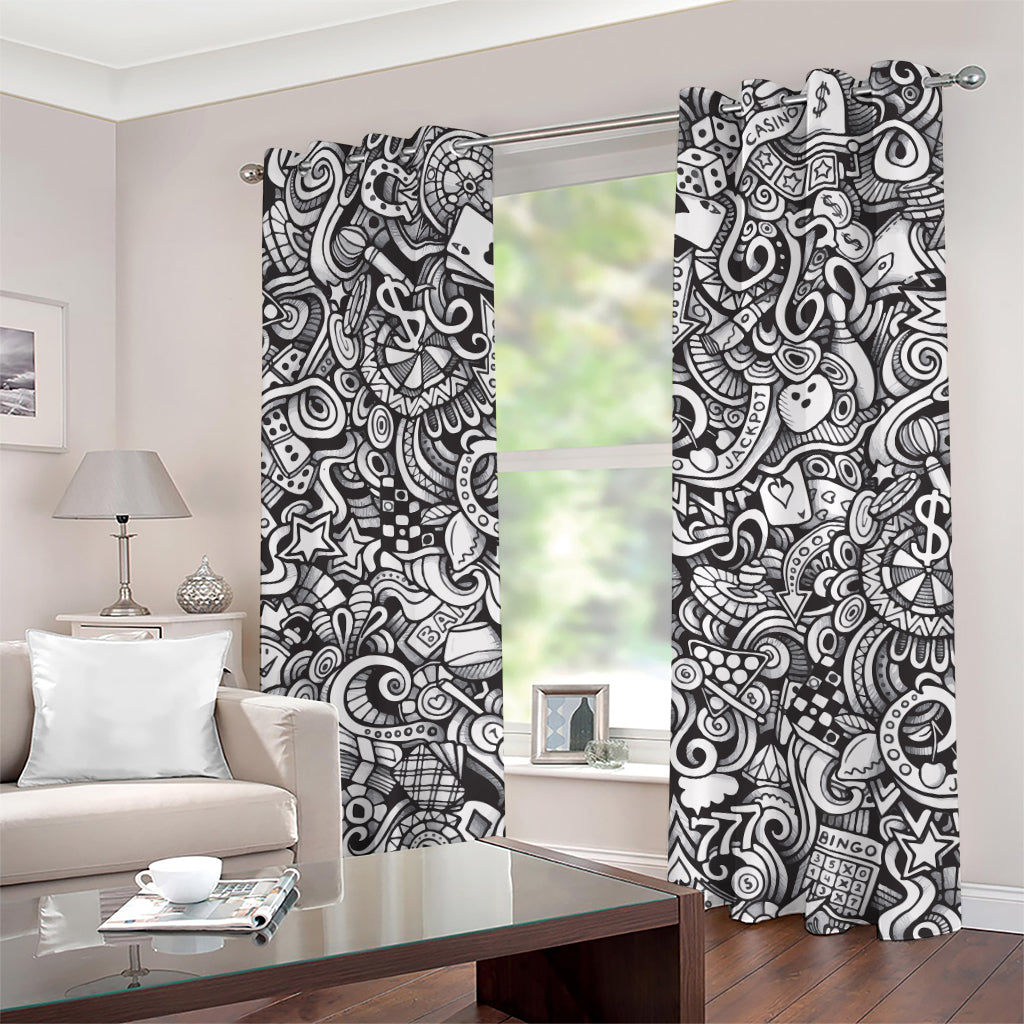 Cartoon Casino Card Pattern Print Grommet Curtains