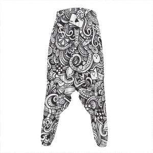 Cartoon Casino Card Pattern Print Hammer Pants