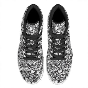 Cartoon Casino Card Pattern Print High Top Leather Sneakers