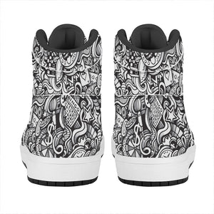 Cartoon Casino Card Pattern Print High Top Leather Sneakers